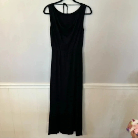 Lanston Women’s Black Sleeveless Side Slit Drape Tie Back Maxi Dress Size XS NWT - Picture 9 of 9